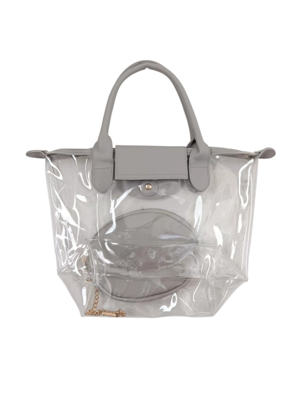 Clear Vinyl Gray Tote Bag - Picture 4 of 10